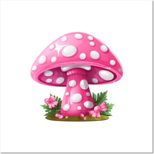 Pink Christmas Mushroom Posters and Art